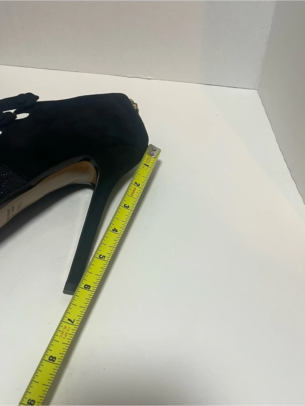 Fendi Black Suede Glitter Peep Toe Platform Booties EU 38.5